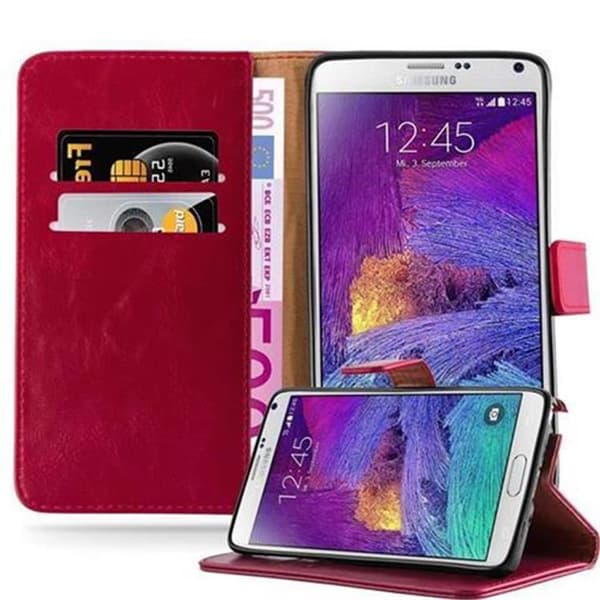 Samsung Galaxy NOTE 4 Plånboksfodral Skal Mobilskyddmed magnetisk stängning, ståfunktion och kortficka VIN RÖD