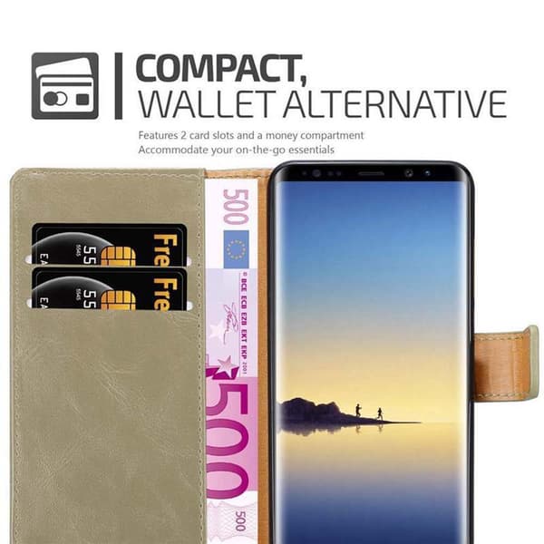 Deksel til Samsung Galaxy NOTE 8 Lommebokdeksel med magnetisk lukking, stativfunksjon og kortlomme