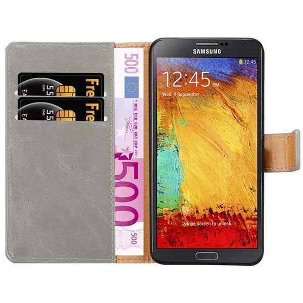 Deksel til Samsung Galaxy NOTE 3 NEO Lommebokdeksel med magnetisk lukking, stativfunksjon og kortlomme