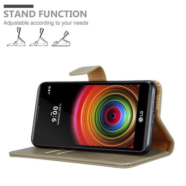LG X POWER Suojakotelo Suojakuori Lompakkokotelo Matkapuhelinkotelo jossa magneettisuljenta, jalusta-toiminto ja korttitasku