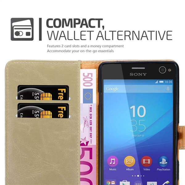 Sony Xperia C4 Suojakotelo Suojakuori Lompakkokotelo Matkapuhelinkotelo jossa magneettisuljenta, jalusta-toiminto ja korttitasku