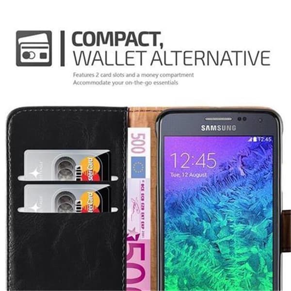 Deksel til Samsung Galaxy ALPHA Lommebokdeksel med magnetisk lukking, stativfunksjon og kortlomme