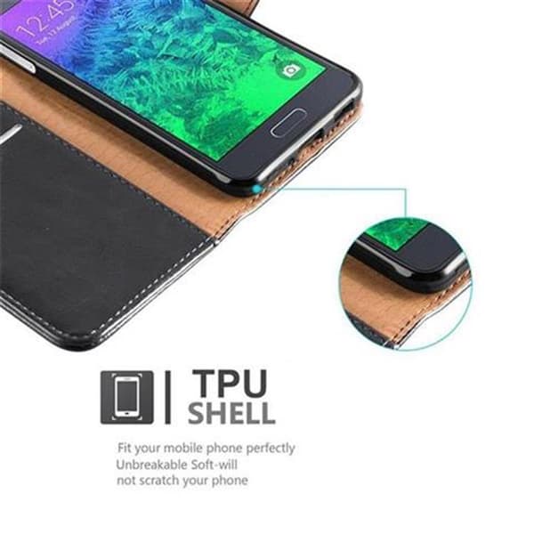 Deksel til Samsung Galaxy ALPHA Lommebokdeksel med magnetisk lukking, stativfunksjon og kortlomme