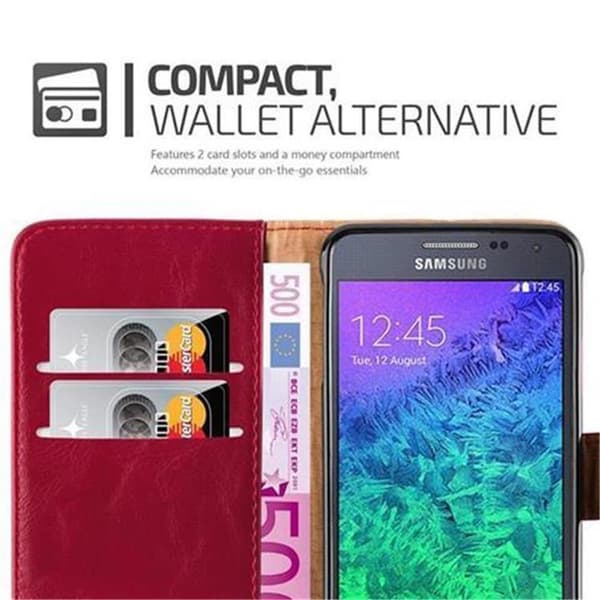 Deksel til Samsung Galaxy ALPHA Lommebokdeksel med magnetisk lukking, stativfunksjon og kortlomme