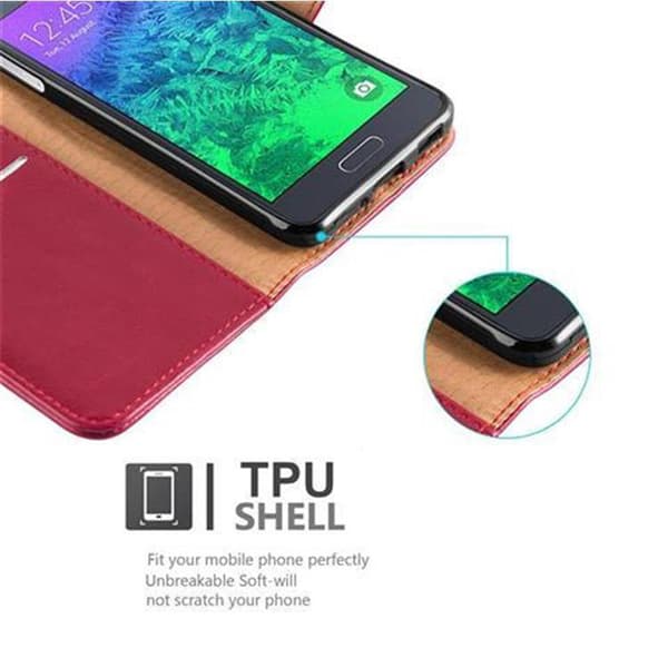 Deksel til Samsung Galaxy ALPHA Lommebokdeksel med magnetisk lukking, stativfunksjon og kortlomme