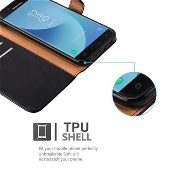 Deksel til Samsung Galaxy J7 2017 Lommebokdeksel med magnetisk lukking, stativfunksjon og kortlomme