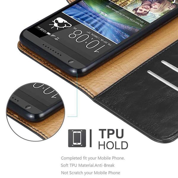 Deksel til HTC Desire 820 Lommebokdeksel med magnetisk lukking, stativfunksjon og kortlomme