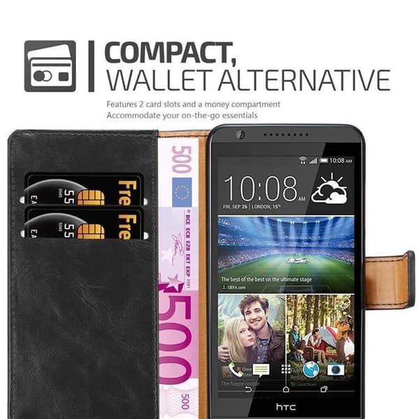 Deksel til HTC Desire 820 Lommebokdeksel med magnetisk lukking, stativfunksjon og kortlomme