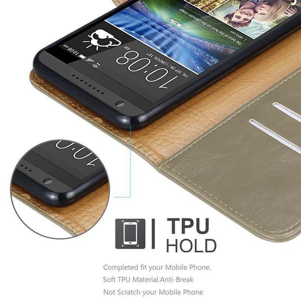 Deksel til HTC Desire 820 Lommebokdeksel med magnetisk lukking, stativfunksjon og kortlomme