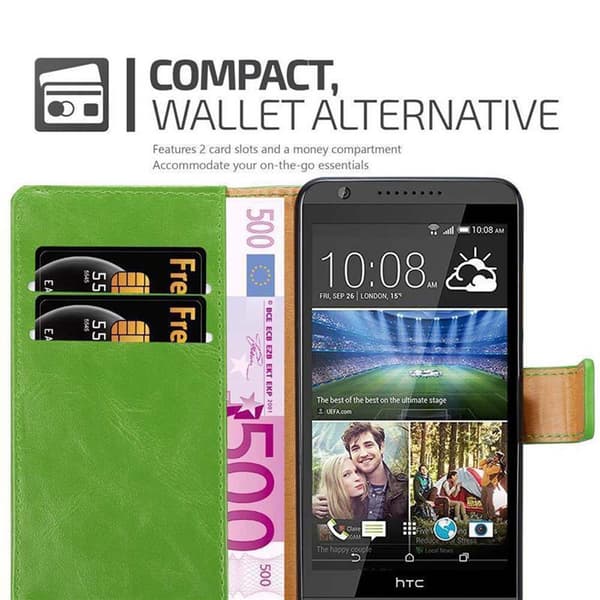Deksel til HTC Desire 820 Lommebokdeksel med magnetisk lukking, stativfunksjon og kortlomme