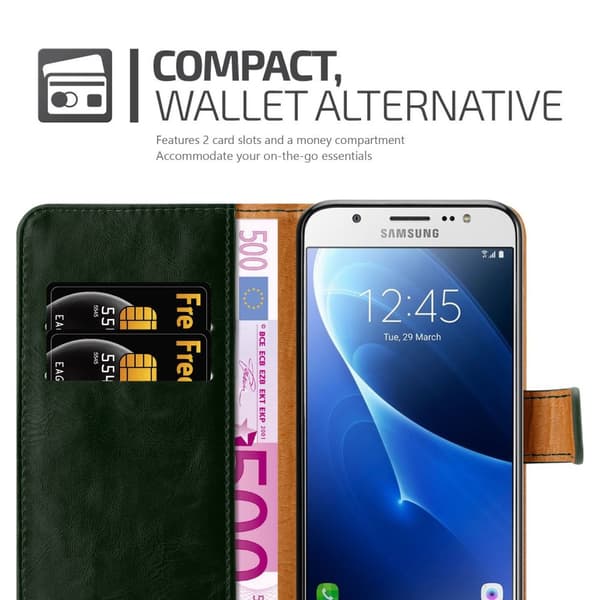 Samsung Galaxy J7 2016 Suojakotelo Suojakuori Lompakkokotelo Matkapuhelinkotelo jossa magneettisuljenta, jalusta-toiminto ja korttitasku