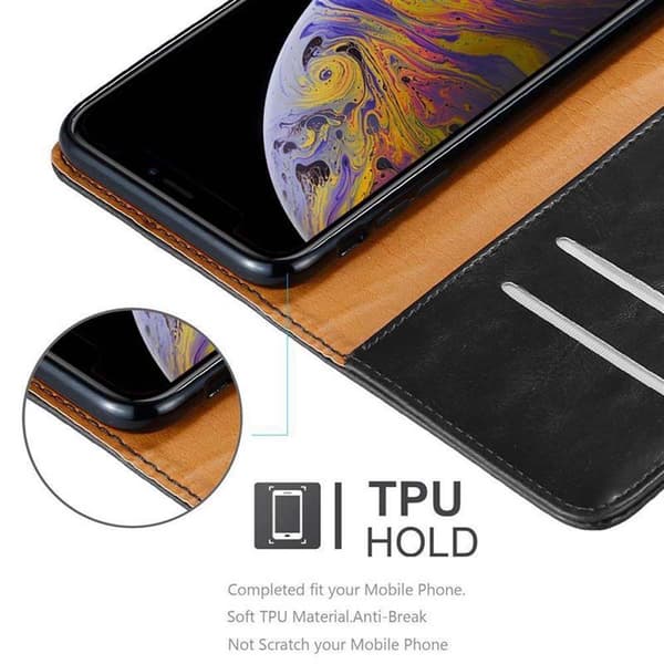 Deksel til iPhone XS MAX Lommebokdeksel med magnetisk lukking, stativfunksjon og kortlomme