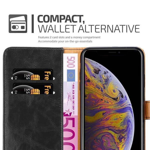 Deksel til iPhone XS MAX Lommebokdeksel med magnetisk lukking, stativfunksjon og kortlomme