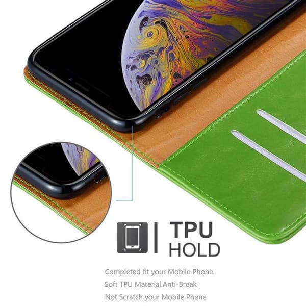 Deksel til iPhone XS MAX Lommebokdeksel med magnetisk lukking, stativfunksjon og kortlomme