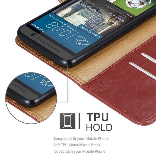 Deksel til HTC ONE M9 Lommebokdeksel med magnetisk lukking, stativfunksjon og kortlomme