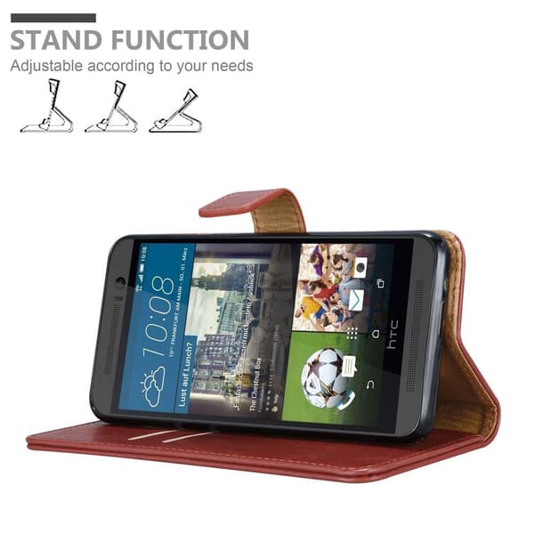 Deksel til HTC ONE M9 Lommebokdeksel med magnetisk lukking, stativfunksjon og kortlomme