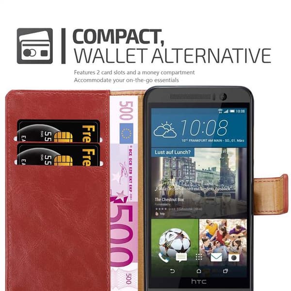 Deksel til HTC ONE M9 Lommebokdeksel med magnetisk lukking, stativfunksjon og kortlomme
