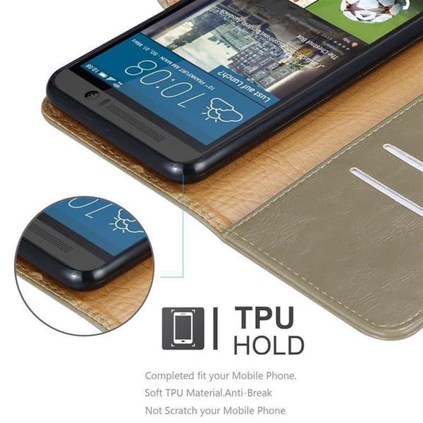 Deksel til HTC ONE M9 Lommebokdeksel med magnetisk lukking, stativfunksjon og kortlomme