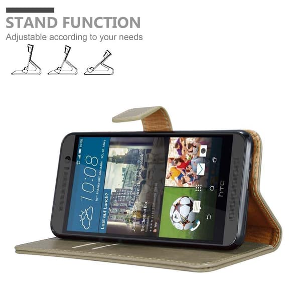 Deksel til HTC ONE M9 Lommebokdeksel med magnetisk lukking, stativfunksjon og kortlomme