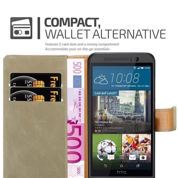 Deksel til HTC ONE M9 Lommebokdeksel med magnetisk lukking, stativfunksjon og kortlomme