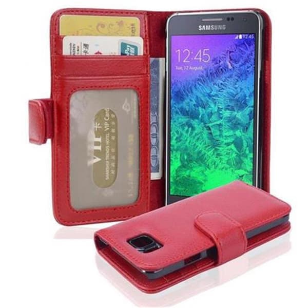 Samsung Galaxy ALPHA Skal Fodral Mobilskydd med magnetisk stängning och 3 kortplatser INFERNO RÖD