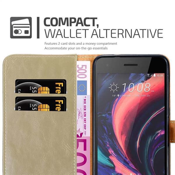 Deksel til HTC Desire 10 PRO Lommebokdeksel med magnetisk lukking, stativfunksjon og kortlomme
