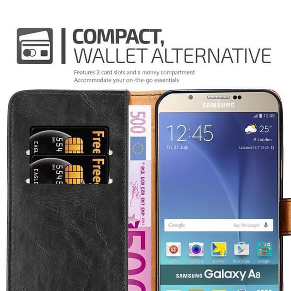 Samsung Galaxy A8 2015 Plånboksfodral Skal Mobilskyddmed magnetisk stängning, ståfunktion och kortficka