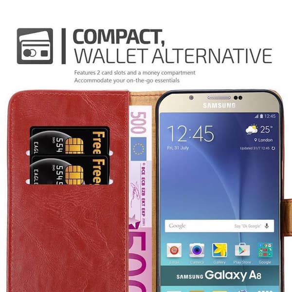 Samsung Galaxy A8 2015 Plånboksfodral Skal Mobilskyddmed magnetisk stängning, ståfunktion och kortficka