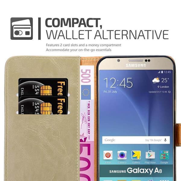 Samsung Galaxy A8 2015 Plånboksfodral Skal Mobilskyddmed magnetisk stängning, ståfunktion och kortficka