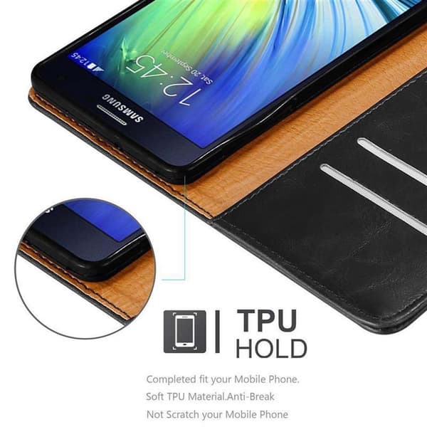 Samsung Galaxy A7 2015 Suojakotelo Suojakuori Lompakkokotelo Matkapuhelinkotelo jossa magneettisuljenta, jalusta-toiminto ja korttitasku