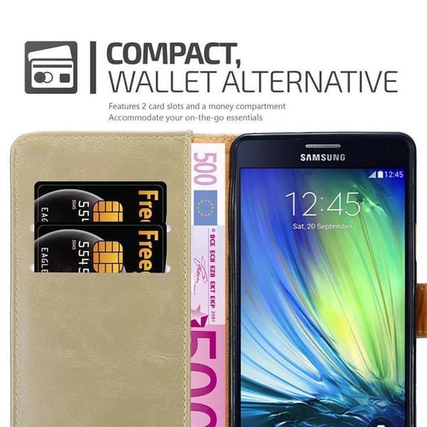 Samsung Galaxy A7 2015 Suojakotelo Suojakuori Lompakkokotelo Matkapuhelinkotelo jossa magneettisuljenta, jalusta-toiminto ja korttitasku