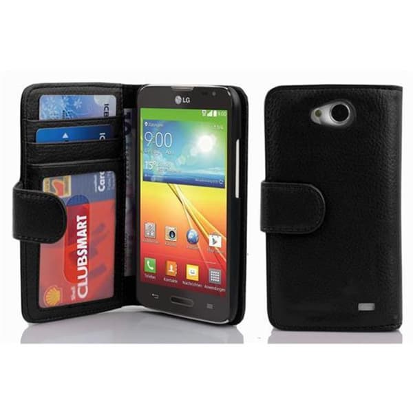 LG L70 (1. SIM) Skal Fodral Mobilskydd med magnetisk stängning och 3 kortplatser OXID SVART