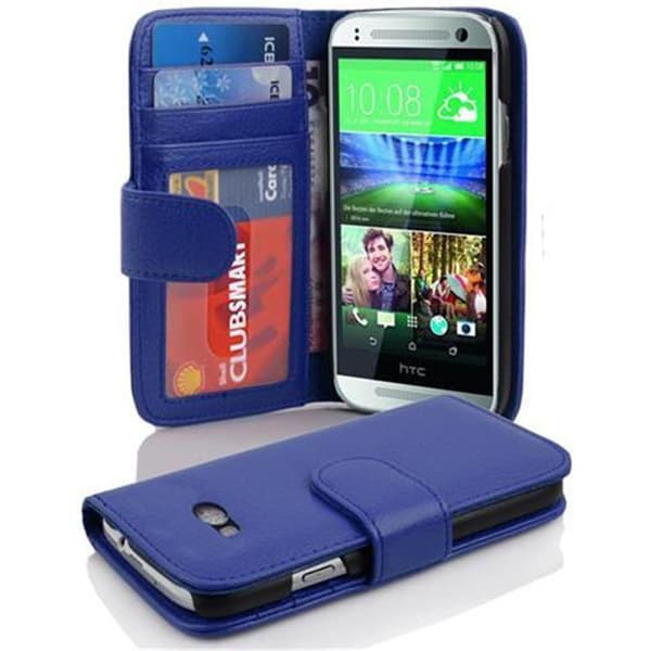 HTC ONE M8 MINI Skal Fodral Mobilskydd med magnetisk stängning och 3 kortplatser NEPTUNUS BLÅ