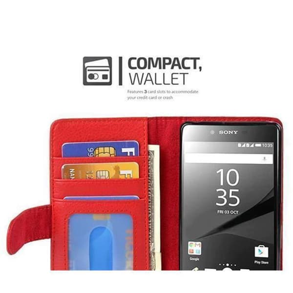 Lommebokdeksel til Sony Xperia Z5 Deksel med magnetisk lukking og 3 kortplasser