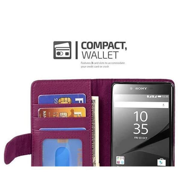 Sony Xperia Z5 Suojakotelo Suojakuori Lompakkokotelo Matkapuhelinkotelo jossa on magneettisuljenta ja 3 korttipaikkaa