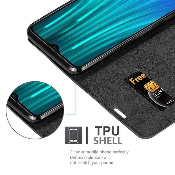 Lommebokdeksel til Xiaomi RedMi NOTE 8 PRO Deksel med magnetisk lukking, stativfunksjon og kortlomme