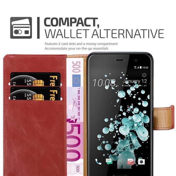 HTC U PLAY Plånboksfodral Skal Mobilskyddmed magnetisk stängning, ståfunktion och kortficka