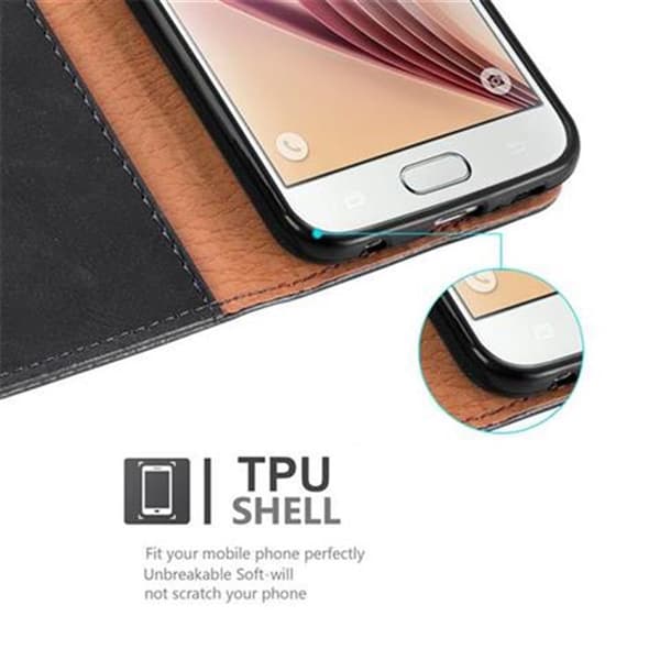 Samsung Galaxy S6 Suojakotelo Suojakuori Lompakkokotelo Matkapuhelinkotelo jossa magneettisuljenta, jalusta-toiminto ja korttitasku