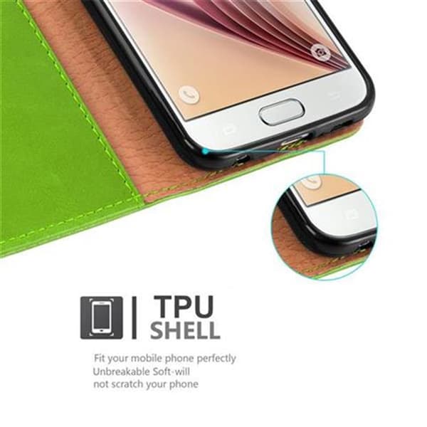 Samsung Galaxy S6 Suojakotelo Suojakuori Lompakkokotelo Matkapuhelinkotelo jossa magneettisuljenta, jalusta-toiminto ja korttitasku