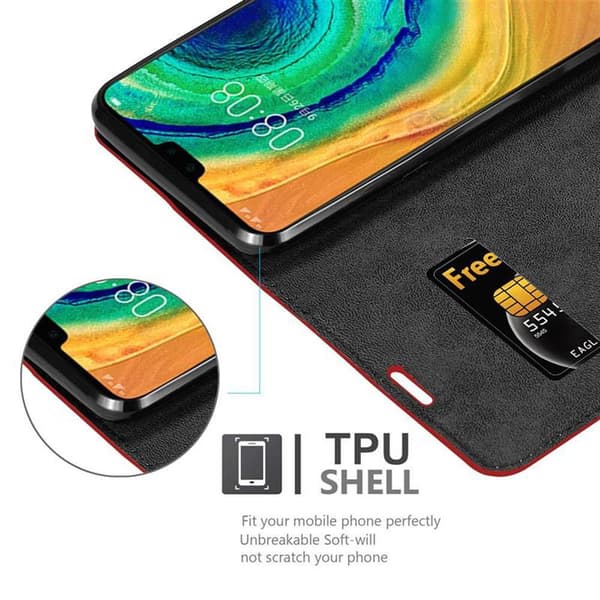 Lommebokdeksel til Huawei MATE 30 Deksel med magnetisk lukking, stativfunksjon og kortlomme