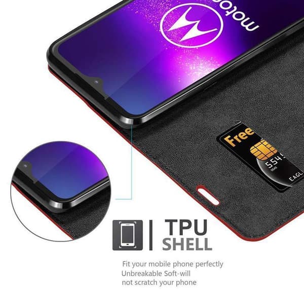Motorola ONE MACRO Fodral Skal Plånboksfodral Case med magnetisk stängning, ståfunktion och kortficka