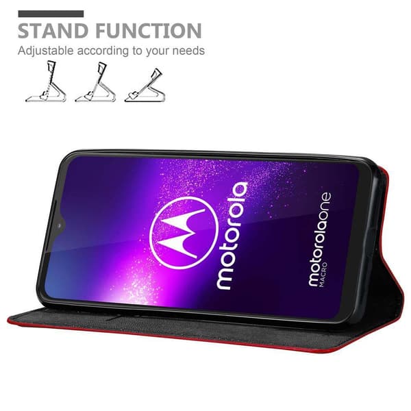 Motorola ONE MACRO Fodral Skal Plånboksfodral Case med magnetisk stängning, ståfunktion och kortficka