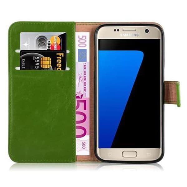 Deksel til Samsung Galaxy S7 Lommebokdeksel med magnetisk lukking, stativfunksjon og kortlomme