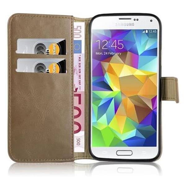 Samsung Galaxy S5 / S5 NEO Suojakotelo Suojakuori Lompakkokotelo Matkapuhelinkotelo jossa magneettisuljenta, jalusta-toiminto ja korttitasku