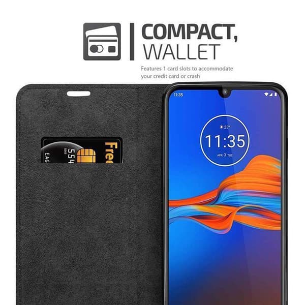 Lommebokdeksel til Motorola MOTO E6 PLUS Deksel med magnetisk lukking, stativfunksjon og kortlomme