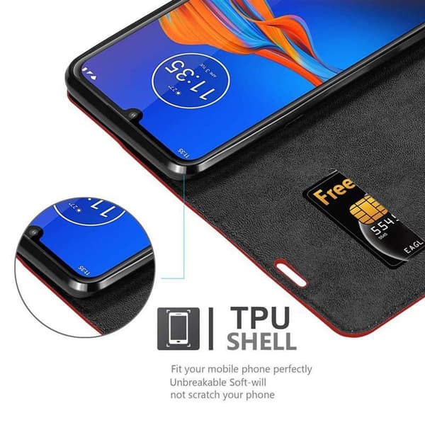 Lommebokdeksel til Motorola MOTO E6 PLUS Deksel med magnetisk lukking, stativfunksjon og kortlomme