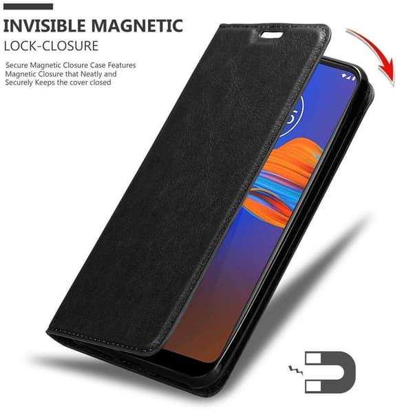 Lommebokdeksel til Motorola MOTO E6 PLUS Deksel med magnetisk lukking, stativfunksjon og kortlomme