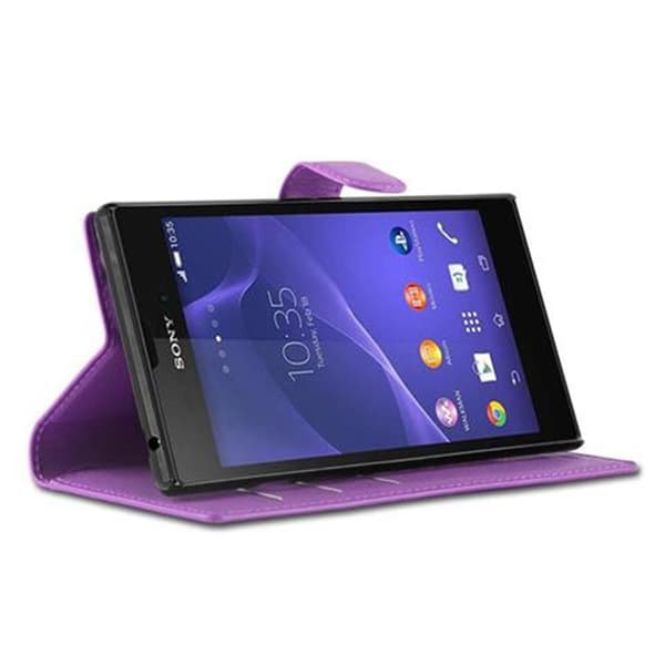 Deksel til Sony Xperia T3 Lommebokdeksel med magnetisk lukking, stativfunksjon og kortlomme