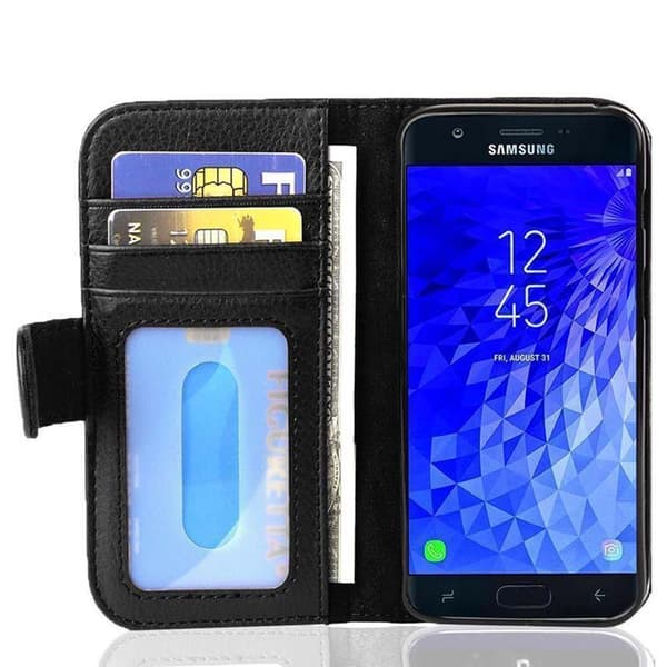 Samsung Galaxy J7 2017 Skal Fodral Mobilskydd med magnetisk stängning och 3 kortplatser OXID SVART