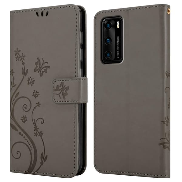 Deksel til Huawei P40 Lommebokdeksel i blomster design med magnetisk lukking, stativfunksjon og kortplasser